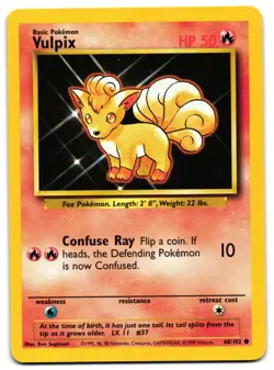VULPIX 68/102 - LP - BASE SET ENGLISH 1999 POKEMON CARD - Image 2