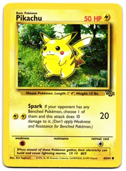 PIKACHU 60/64 - LP - JUNGLE ENGLISH 1999 POKEMON CARD - Image 2
