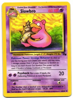 SLOWBRO 43/62 - LP - FOSSIL ENGLISH 1999 POKEMON CARD - Image 2