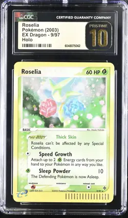 CGC 10 PRISTINE Roselia 2003 EX Dragon 9/97 Holo Pokemon Card - Image 1