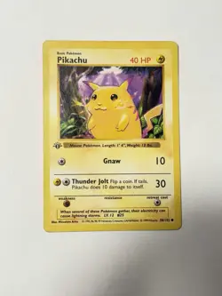 Pikachu 58/102 Common Base Set Shadowless Pokemon 1st Edition LP - Image 1