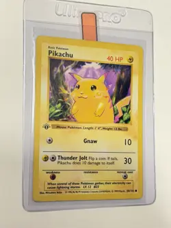 Pikachu 58/102 Common Base Set Shadowless Pokemon 1st Edition LP - Image 3