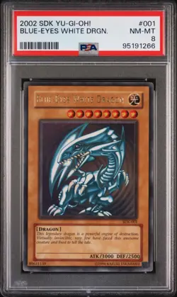 Yugioh Blue-Eyes White Dragon SDK-001 Super Rare PSA 8 - Image 1