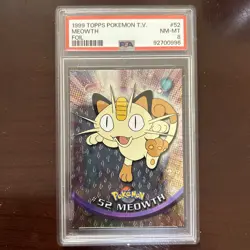 PSA 8 MINT Meowth TOPPS T.V. #52 Pokemon Card - Image 1