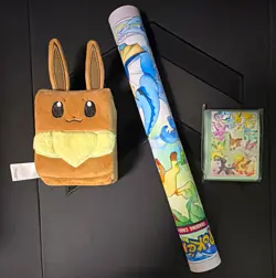 Pokemon TCG Card Sleeves Eevee Play mat and Card holder. Not used-Stored in box - Image 1