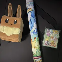 Pokemon TCG Card Sleeves Eevee Play mat and Card holder. Not used-Stored in box - Image 4
