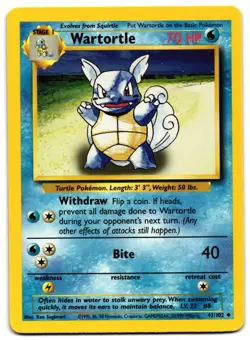 WARTORTLE 42/102 - LP - BASE SET ENGLISH 1999 POKEMON CARD - Image 2