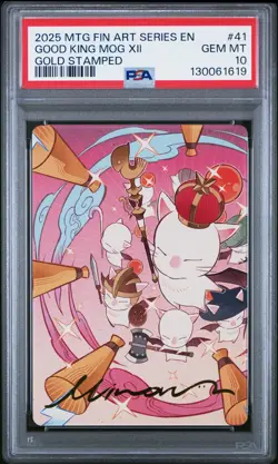 2025 MTG FINAL FANTASY ART SERIES GOLD STAMPED SUMMON: GOOD KING MOG XII PSA 10 - Image 1