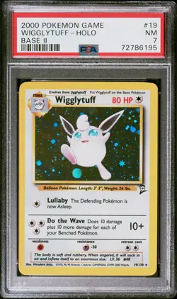 PSA 7 2000 Pokemon Base Set 2 Wigglytuff 19/130 English Holo Rare - Image 1
