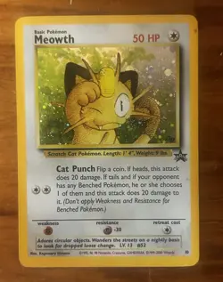Pokemon TCG Meowth 10 Wotc Promo Holo Basic Promo English 50 HP - Image 1