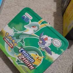 Pokemon Trading card tin case/ lunch box win/ storage tin with some cards - Image 4