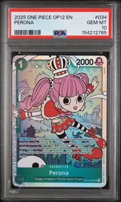 PSA 10 Gem Mint 2025 One Piece OP12 Perona #034 English Legacy of the Master - Image 1