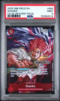 One Piece CS Event Pack Shanks P-083 Championship 25-26 Stamped Promo Card PSA 9 - Image 1