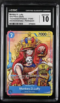 2024 One Piece Tournament Promos Monkey.D.Luffy 2nd Anniversary #P-043 CGC 10 - Image 1