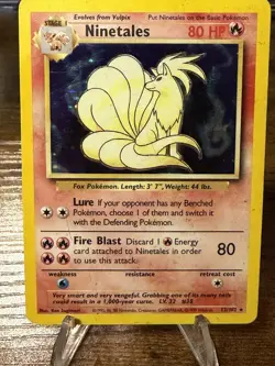 Pokemon Ninetales 12/102 Base Set Holo Rare BLACK FLAME ERROR Misprint - Image 1