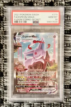 Espeon VMAX 270/264 Pokemon SWSH Fusion Strike Secret Rare Alt Art PSA 10 - Image 1