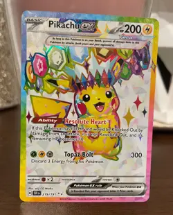 Pokemon TCG Pikachu ex 219/191 Tera Full Art Rare Holo Surging Sparks English NM - Image 1