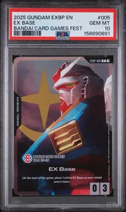 2025 GUNDAM EX BASE PROMOS BANDAI CARD GAMES FEST #005 EX BASE PSA 10 - Image 1