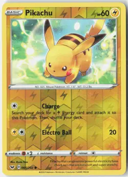 Pikachu 065/202 Common Sword & Shield Pokemon Reverse Holo Near Mint - Image 1