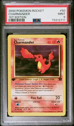 Pokemon Charmander 50/82 Team Rocket 1st Edition Vintage Common PSA 9 - Image 1