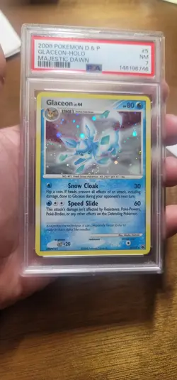 Foot SWIRL 2008 POKEMON Diamond & Pearl Majestic Dawn #5 GLACEON Holo PSA 7 - Image 3