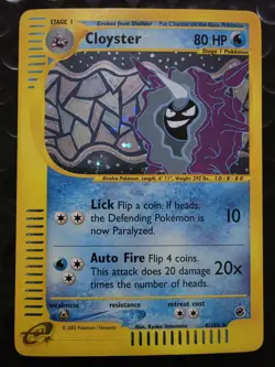 Pokemon TCG Cloyster 8/165 Holo Rare e-Reader Expedition Base Set 2002 - Image 1
