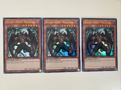 Yugioh - Destiny HERO - Malicious x 3 - 1st Edition Ultra Rare NM - Free Holo A - Image 1