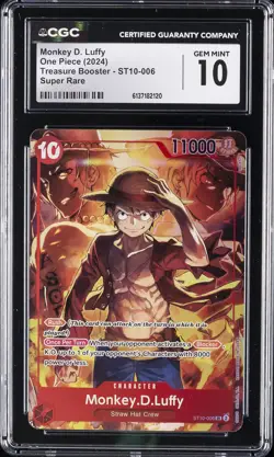 2024 ONE PIECE TREASURE BOOSTER - SUPER RARE MONKEY D. LUFFY CGC 10 GEM MINT - Image 1