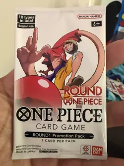 One Piece x Round 1 Promo Pack 1 Card Sealed One Piece TCG. English. In Hand - Image 1