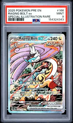 2025 POKEMON PRE EN-PRISMATIC EVOLUTIONS #166 RAGING BOLT EX PSA 9 - Image 1