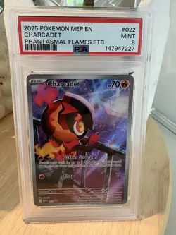 CHARCADET PSA 9 2025 POKEMON MEP BLACK STAR PROMOS #022 PHANTASMAL FLAMES ETB - Image 1