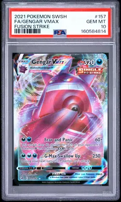 2021 POKEMON SWORD & SHIELD FUSION STRIKE #157 FULL ART/GENGAR VMAX PSA 10 - Image 1