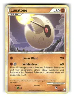 Lunatone 25/102 Rare HGSS Triumphant Pokemon Moderately Played - Image 1