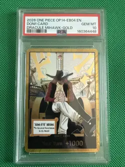 2026 One Piece Op14-Eb04 The Azure Sea's Seven Don!! Dracule Mihawk Gold PSA 10 - Image 1