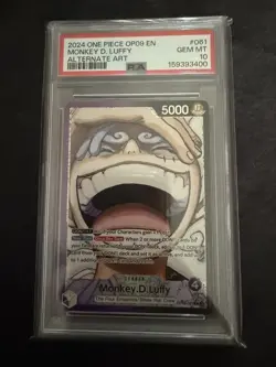 Namco One Piece CCG Monkey D. Luffy OP09-061 Parallel Foil EN PSA 10 - Image 1