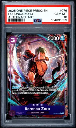 2025 One Piece Roronoa Zoro PRB02 OP09-076 Alternate Art PSA 10 - Image 1