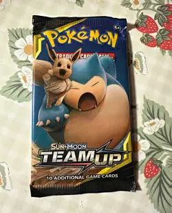 Pokemon TCG Sun & Moon Team Up Booster Pack 10 Cards English Eevee Snorlax - Image 1