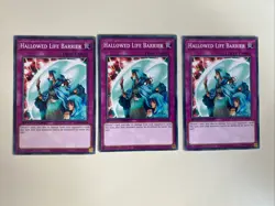 Yugioh - Hallowed Life Barrier x 3 - 1st Edition NM - Plus Free Holographic Card - Image 1