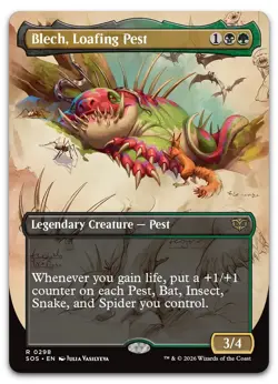Blech, Loafing Pest (Borderless) #298 (NM) Secrets of Strixhaven SOS Magic MTG - Image 1