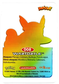 WARTORTLE #008 LAMINCARD COLECCION POKEMON LAMINCARDS 2005 EDIBAS (USADA) - Image 2