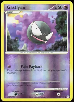 Gastly 82/130 Common Diamond & Pearl Pokemon Reverse Holo Moderately Played - Image 1