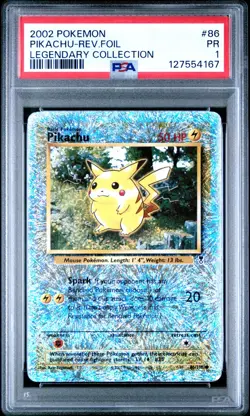 2002 Pikachu Reverse Holo Pokemon Legendary Collection 86 PSA 1 (LOW POP) - Image 1