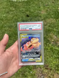 Pokemon 2019 Unified Minds Slowpoke & Psyduck GX TAG TEAM Holo 35/236 PSA 9 - Image 1
