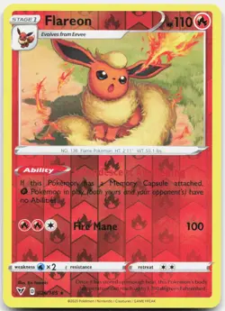 Pokemon TCG Flareon SWSH04: Vivid Voltage Rare 026/185 Reverse Holo - Image 1