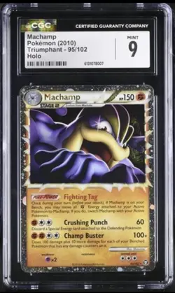 2010 POKEMON HG & SS TRIUMPHANT MACHAMP 95/102 PRIME HOLO FOIL CGC 9 MINT - Image 1