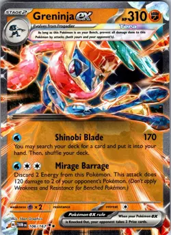 Greninja ex 106/167 Double Rare Twilight Masquerade Pokemon Holo Near Mint - Image 1