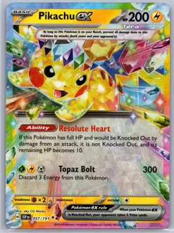 Pikachu ex 057/191 Double Rare Surging Sparks Pokemon Holo Near Mint - Image 1