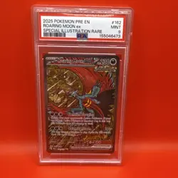 2025 Pokemon TCG Prismatic Evolutions Roaring Moon ex 162/131 SIR Holo PSA 9 - Image 1