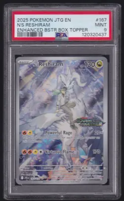 Pokemon Card PSA 9 N’s Reshiram 167/159 Journey Together Stamped Promo 2025 - Image 1