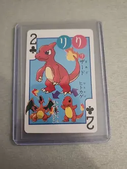 Vintage Pocket Monsters Poker Playing Card Charmander Charizard 2 Of Clubs - Image 1